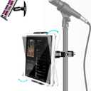 elitehood Metal iPad Holder for Mic Stand, 360 Adjustable Mic Stand Tablet Holder, Aluminum iPad Mount for Music Stand, Microphone Stand, Compatible with 4.7-13" Tablets and Cell Phones (4.5in - Single Ball Joint)