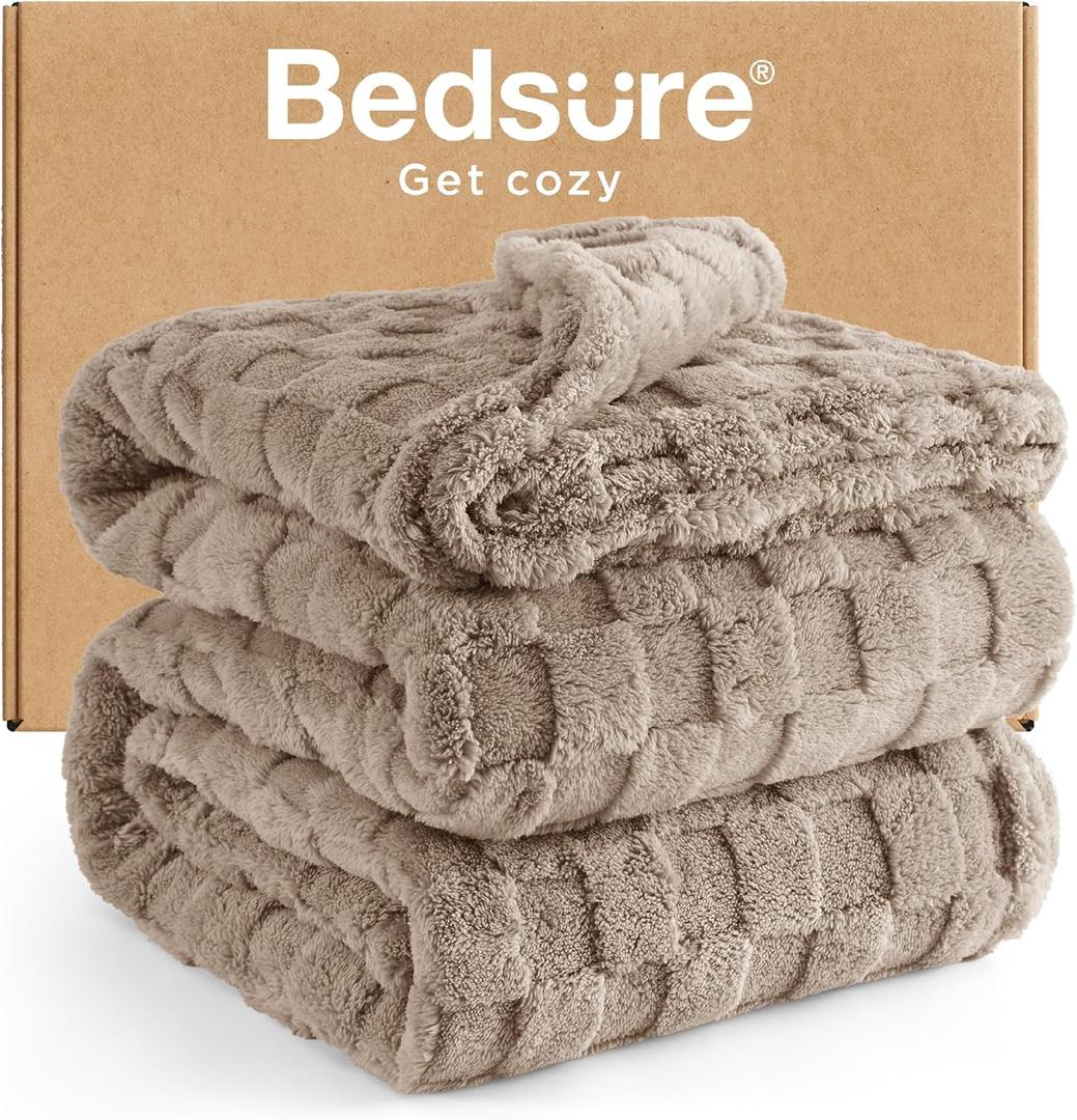 Bedsure GentleSoft California King Blanket for Bed - Super Soft Cozy Blankets for Women Men Girls, Large Fuzzy Fleece Throw for Bedroom Decor, Light Brown, 102x96 Inches