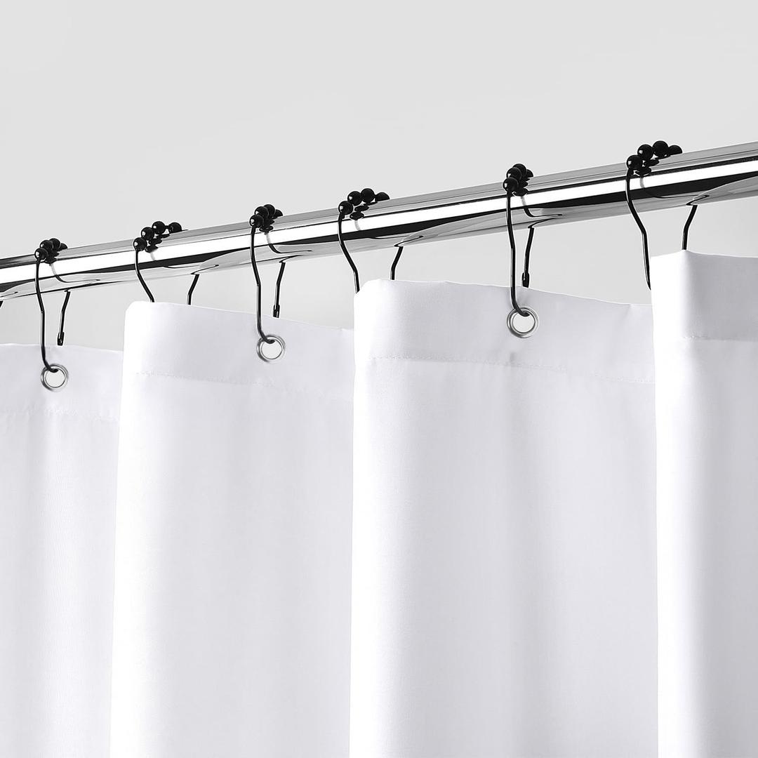 downluxe Waterproof Fabric Shower Curtain Liner, Soft Cloth Shower Liner with 3 Magnets, Machine Washable & Hotel Quality Bathroom Curtain, 70" W x 72" L, White