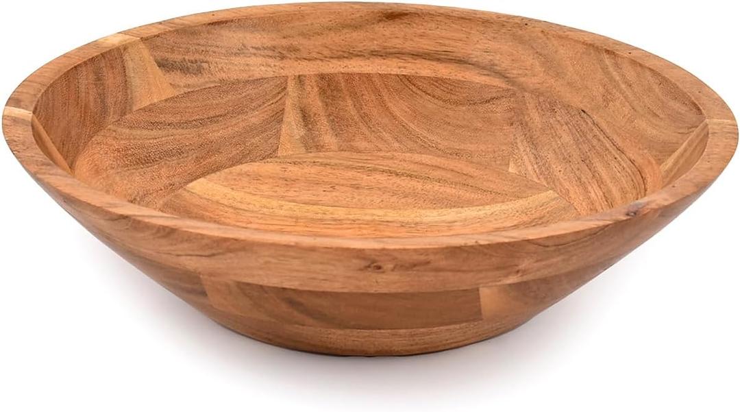 Samhita Acacia Wood Serving Bowl, Fruit Bowl, Friendly and Perfect for Salad, Vegetables and Fruit,Single Salad Bowl (10" x 10" x 3")