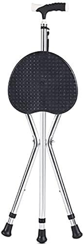 Adult Crutches With Seat, Multifunctional Aluminum Alloy Walking Stick, Folding Three-Leg Stool Crutch With Non-Slip Tip For Elderly 