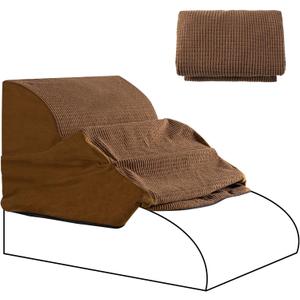 3 Steps Foam Dog Stairs Replacement Cover (for AODISMAN Dog Ramp Only), Suitable Size: 22.4" L*15.7" W*15.7" H, Brown