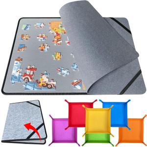 Folding Puzzle Board with 6 Sorting Trays and Felt Mat,for Storage and Saver, Non-Slip Surface,for Puzzle Board 1000 Pieces