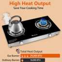 2 Burner Propane Gas Stove, 29,000 BTU High-Efficiency Auto Ignition Heavy-Duty Tempered Glass Cooktop, Includes CSA Regulator & Hose, for Outdoor Camping & Emergencies