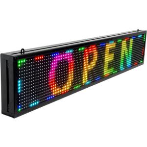 Scrolling LED Sign Programmable,USB Wifi Small Indoor Outdoor Digital Bar Sign Display Stock Customizable Electronic Message Board for Business Screen Panel(40"X8") (P10:39"x8")