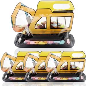 30 Pack Goodie Gift Bags Cartoon Excavator Car Candy Treat Bag Small Plastic Ziplock Seal Bags with Handle Resealable Packaging For Food Storage Birthday Baby Shower Party Favor (Excavator)