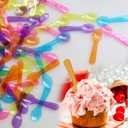 100 Mini Tasting Spoons Disposable - 3 Inch Small Plastic Dessert/Ice Cream Spoons Multi Color
