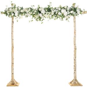 Ling's Moment Artificial Wedding Arch Flowers Swags Arrangement Set (Pack of 3) Floral for Ceremony Reception Rose Backdrop White Sage Green Evergreen Garland Arbor Decorations Outdoors Party Decor