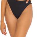 BECCA Women's Fine Line French Cut Bikini Bottom, Cheeky Coverage, Swimwear Separates (Black, M/L)