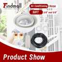 findmall 50FT Air Conditioning Tubing Hose Extension 3/8 and 5/8 Inch Insulated Copper Hoses Fit for Mini Split Air Conditioner