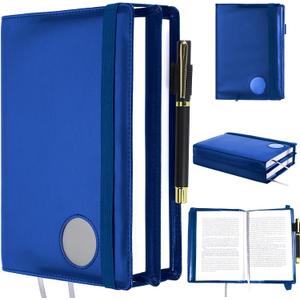 1 Pack Double AA Book Cover & 12 Steps & 12 Leather Double AA Book Cover Medallion Holder Paperback Protector Leather Gift for Women Men (Blue)
