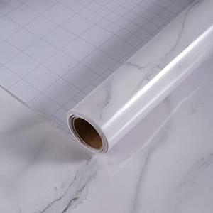 HOLOMEY Marble Contact Paper for Countertops Cabinets Waterproof 31x157 inch Glossy Marble Peel and Stick Wallpaper Self-Adhesive Counter Top Vinyl Wrap Removable Marble Wallpaper for Kitchen Bathroom