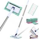 Snap Grip Mini Mop, Convenient Cloth Changing Mini Mop, with 10 Reusable Cloths, Stainless Steel, One-Click Replacement Design, for Multi Cleaning