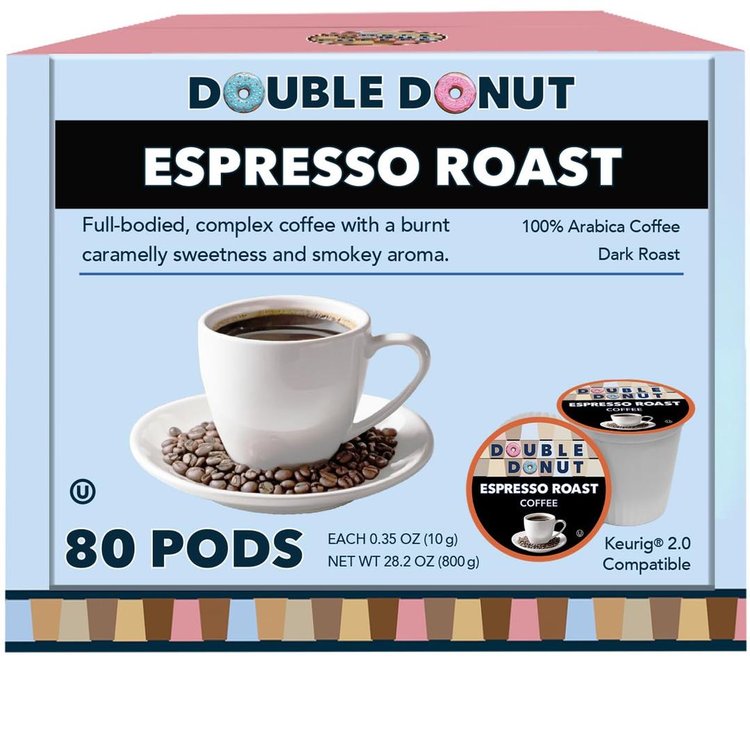 Espresso Coffee Pods (80 Pack) Dark Espresso Roast Coffee, Single-Serve Pods for Keurig K Cup Brewer Machines,, Best By: 10/07/2027