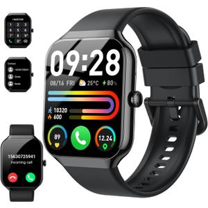 Smart Watch(Answer/Make Call), 1.96" HD Smartwatch for Men Women, 2025 Fitness Watch with 110+ Sport Modes/Heart Rate/Sleep Monitor/Pedometer, IP68 Waterproof Fitness Activity Tracker for Android iOS