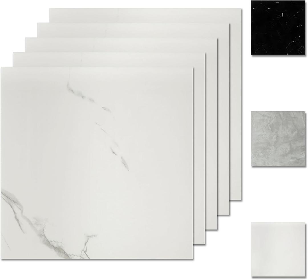 20 Sheets Peel and Stick Backsplash, 11.8"x11.8" Stick on Backsplash Tile Stickers Self Adhesive Backsplash Tile for Kitchen Bathroom Laundry Room (White Marble)