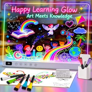 LED Drawing Board for Kids, Rechargeable 16" Light Up Writing Tablet with 8 Colors & 6 Light Modes, Magic Glow Board, Reusable Drawing Pad Gift for Boys and Girls