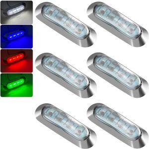 PSEQT 6Pcs 4LED RGBW Boat Courtesy Lights, 4-color 3.8'' Oval Waterproof Marine Interior Deck Transom Stern Navigation Lights for Pontoon Fishing Boat Bass Sailboat Kayak Yacht