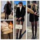 Fleece Lined Tights Women Thermal Leggings, Fake Translucent High Waisted Sheer Pantyhose, Winter Thick Warm Tights, Black, 220g / Fleece Lined (Black)