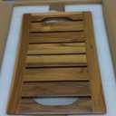 14" Compact Teak Shower Stool with Shelf & Handle - Waterproof, Non-Slip Bath Bench for Small Bathrooms/Tub/Outdoor Use, 300 lbs Capacity (Patented)