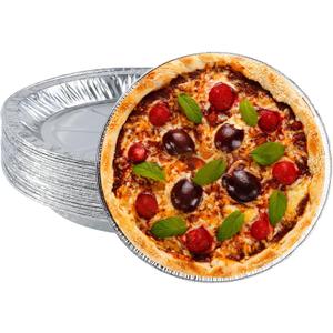 Pack of 25 Disposable Round Foil Pizza Pans, Premium Disposable Pie Pans for Tart Baking, Storing, Serving Freezer and Oven Safe Round Pie Pans Size: 9.5 Inch