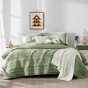 WDCOZY Boho Sage Green Quilts Queen Size Bedding Sets with 2 Pillow Shams, Farmhouse Lightweight Soft Bedspread Coverlet for All Season, 3 Pieces, 90x90 inches