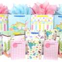 12 Pcs Baby Gift Bags, Large, Medium and Small Gift Bags Assortment for Baby Shower, Birthday, Parties, Baby Girl, and Baby Boy (Assorted Sizes)