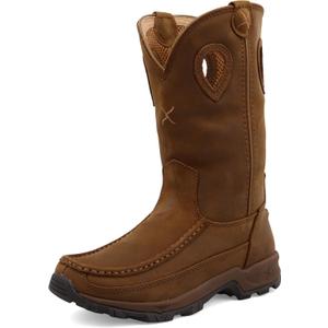 Twisted X Women's 10" Pull On Hiker Boot, Moc Toe, Distressed Saddle, 7.5 M