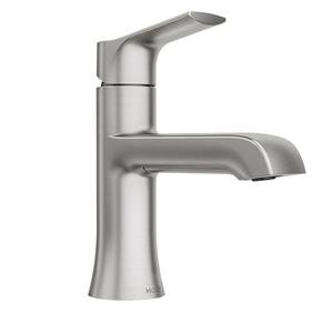 Moen LISO Spot Resist Brushed Nickel One-Handle Bathroom Faucet, One Hole Bathroom Sink Faucet with Optional Deck Plate and Push Down Drain, 84540SRN