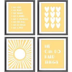 I am Kind Brave Smart Affirmations Yellow Sun Sunshine Hearts Poster Prints for Girls Kids Room Playroom Decor,Girl Nursery Decorations Prints Wall Art Unframed 4pcs 8x10inches,Girls Kids Gifts