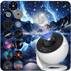 Galaxy Projector for Bedroom, Upgraded HD Star Projector Lens, 13 in 1 Planetarium Star Projector with Solar System & Constellation - 360 Rotating with Timer, Adjustable Knob, Kids Adults Room Decor
