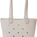 Simple Modern Medium Beach Bag | Waterproof Getaway Rubber Tote with Zipper Pocket for Travel, Pool, Boat, Groceries, Sports | Almond Birch