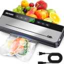 Automatic Vacuum Sealer Machine for Food, 6-in-1 Modes for Dry/Moist/Wet Foods, Heat Seal with Built-in Cutter, Compact Countertop Design with Bag Storage, Includes 20 Bags (Stainless Steel)