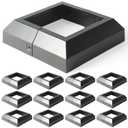 12 pcs 4x4 (Actual: 3.5"x3.5") Aluminum Deck Post Base Cover, for Railings, Stairs, Patios, Porches, Split Deck Post Skirt (Black)