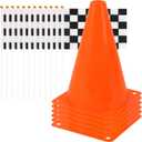 Mini Traffic ConesWith Hole on Topwith Racing Checkered Flags, Sports Safety Cones for Soccer Cones and Basketball Practice Equipment - Mini Orange Cones for Soccer Practice and Small Driving Practice Cones.Race Car Birthday Party Supplies, Kids Gift. (6PCS Cones) (18PCS)