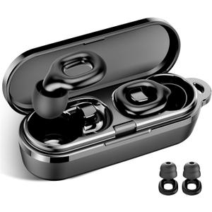 Ear plugs for sleeping, 35dB Noise Reduction Hearing Protection EarPlugs, Reusable Silicone Earplug, 7 Pair Eartips in XS/S/M/L Replaceable Single/Double Ear Plug for Sleep, Study, Work, Events(Black)