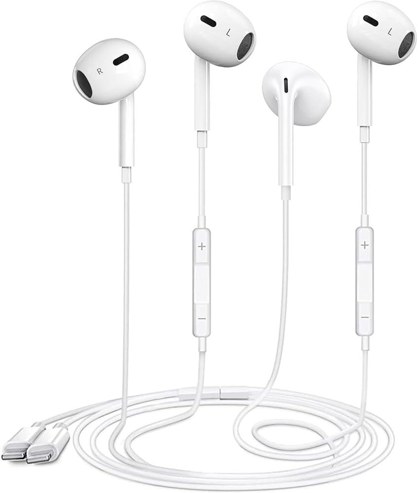 2 Packs Earbuds for iPhone Wired Headphones with Built-in Microphone & Volume Control HiFi Stereo Noise Reduction Wired Earphones for iPhone 14/13/12/11/XR/XS/X/8/7/SE All iOS, Plug and Play, White