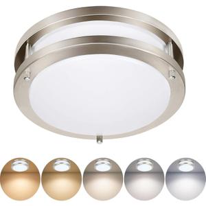 Drosbey 48W Dimmable LED Ceiling Light Fixture, Kitchen Light Fixtures, 13.2 inch Flush Mount Ceiling Lights for Bedroom, Bathroom, 2700K/3000K/3500K/4000K/5000K Selectable, Super Bright 5000LM (Black-5CCT)