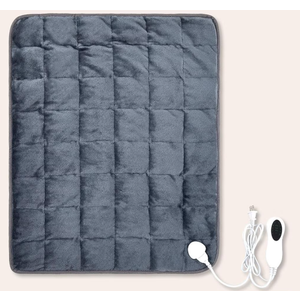 24"x29" Heating Weighted Lap Pad 7lbs Flannel Electric Heated Lap Blanket 2/4/8 Hour Auto Off Fast Heating 10 Settings Over Heat Protection for Adult Pain Relief Relaxation Sleeping (Gray)