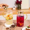 Amzcku Glass Pitcher with Lid, 68 oz/ 2 Liter Vintage Water Pitcher,Glass Water Carafe for Cold Brew, Coffee, Lemonade, Iced Tea,Beverage, Heat Resistant Water Glass Jug 1Pack