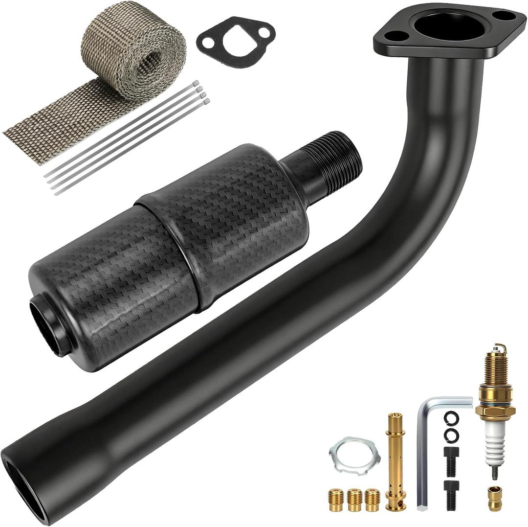YOXUFA Performance 212 Exhaust Header Pipe Muffler Silencer Kit Compatible with Predator 212 224 196cc Engine Coleman Mini Bike CT200U-EX CT200U BT200X KT196 Baja Warrior MB200 Axis M200 Go Kart Parts