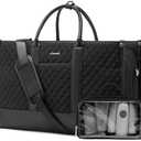 LOVEVOOK Travel Weekender Bags for Women, Quilted Carry On Duffle With Laptop Compartment Airplanes Approved, Large Overnight Bag with Toiletry Bag for Hospital Labor and Delivery, Gym, Yoga, Black