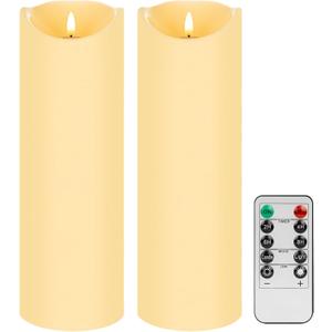 12"X4" Outdoor Flameless Candles with Timer Waterproof, Electric Battery Candles Flickering with Remote for Bathroom Patio Wedding Engagement Party Decorations