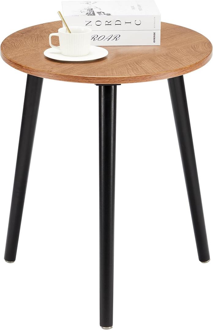 Apicizon Small Round Side Table, Nightstand End Table for Small Spaces, Bedroom, Living Room, Easy Assembly Modern Bedside Table, 16.5 x 20 Inches, Oak
