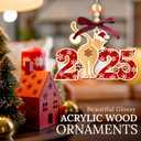 2 x HEXMOZ Cat Ornament for Christmas Tree 2025 - Funny Cat Gag Gifts for Women, Men, Kitty Lovers, Dad, Mom, Owner Exchange Ideas, Animal Christmas Decoration - Acrylic Wood Xmas Ornament (Coastal Style 2025)