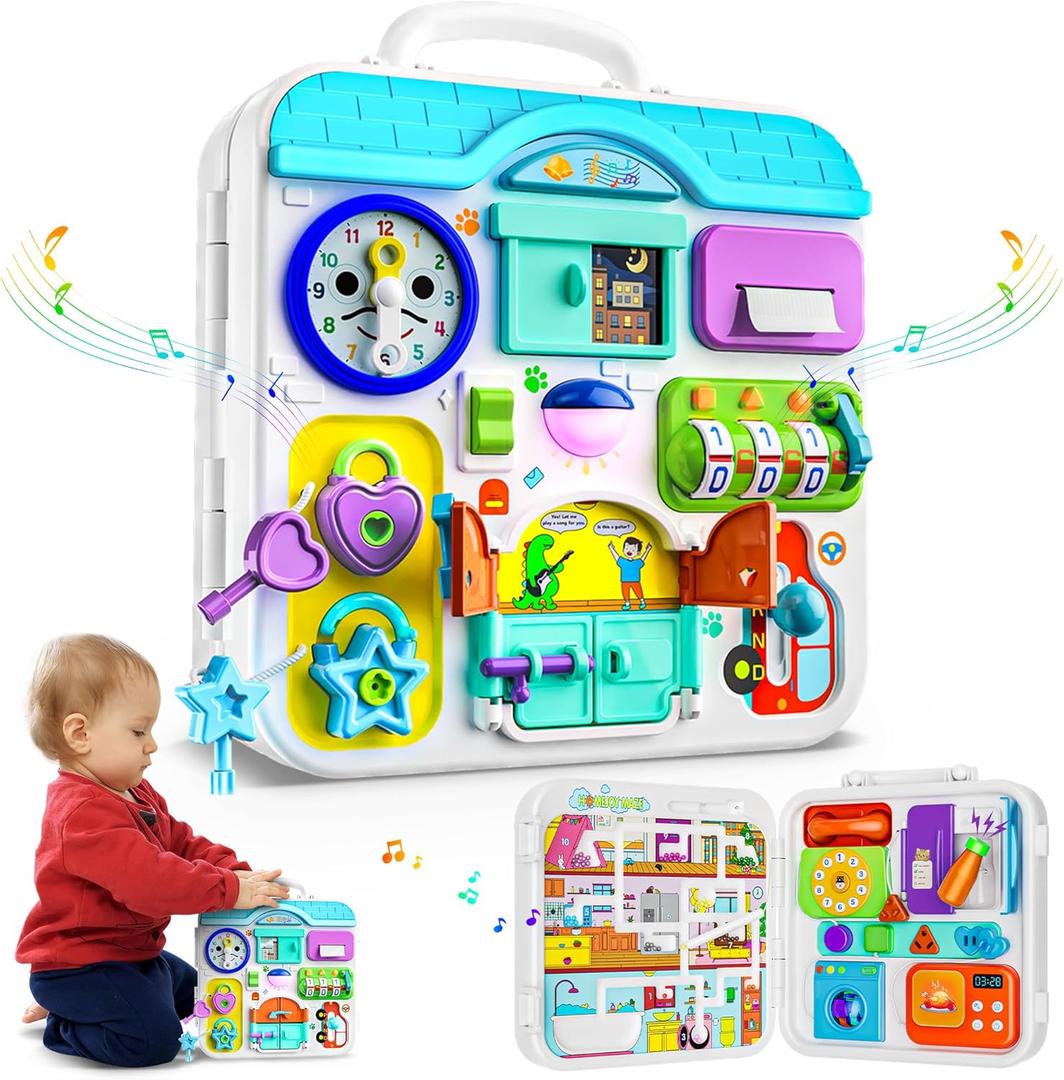 Musical Toys for 1 Year Old Girl Boy, 1st Birthday Gifts for 1 Year Old Girl, Montessori Toy One Year Old with Light Music, Learning Educational Toy for Toddler 1-2 (Blue)
