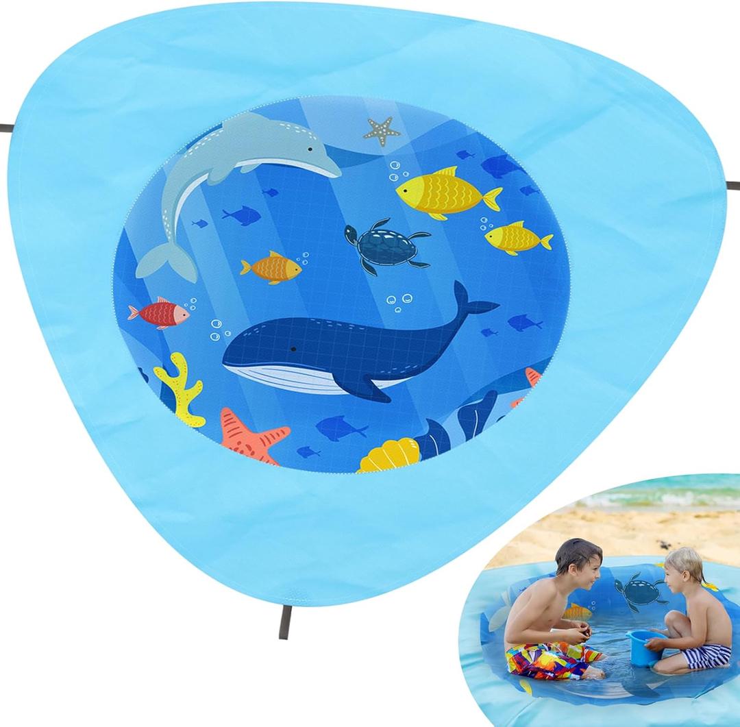 Waterproof Beach Puddle & Beach Pool for Toddler,Waterproof and Sand-Proof,7.2 feet - Blue