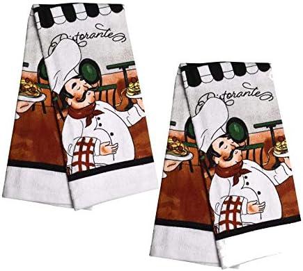 Home Collection Classic Kitchen Dish Towels - Set of 2, 15" x 25", 59% Cotton, 41% Polyester (Chef)