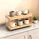 Coffee station organizer  2-Tier Organizer Rack for Cups, Spice Bottles & Coffee Sticks  Space-Saving Shelf for Kitchen, Office, Desk  Sturdy Non-Slip Design (Easy Assembly)