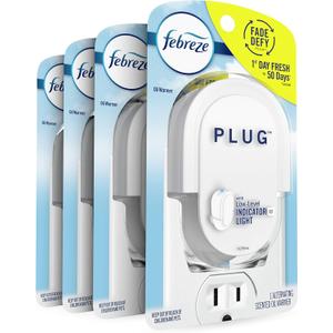Febreze Plug In Air Freshener Fade Defy Plugs, Scented Oil Warmer- Pack of 4